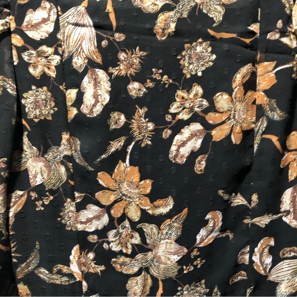 Walter Baker Sophia almost maxi dress black floral and tan lined tie front 4 - Picture 12 of 14